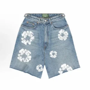 DENIM TEARS X LVS COTTON WREATH JEANS SHORT LIGHT WASH
